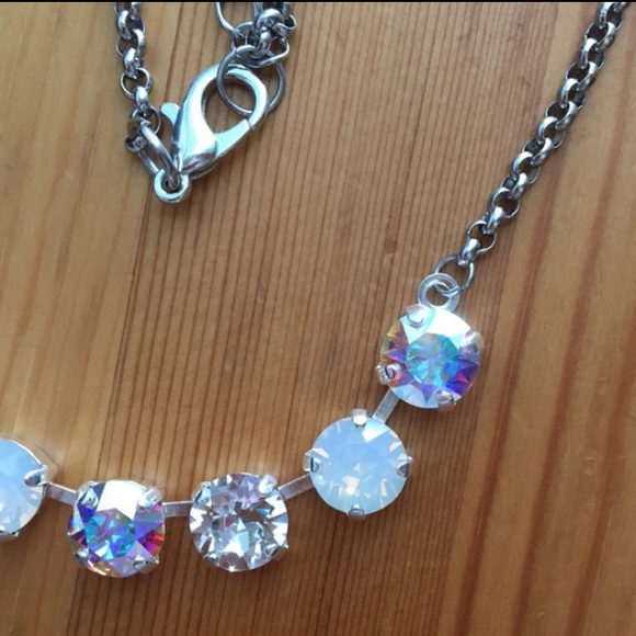 White Opal + AB Crystal Necklace - Picture 4 of 15